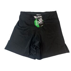 ELITE SPORTS Sz M Black MMA Kickboxing Athletic Shorts Drawstring Mens